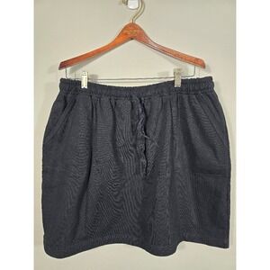 J. Jill Knit Skirt Pull On‎ Drawstring Waist Pockets Black XLP